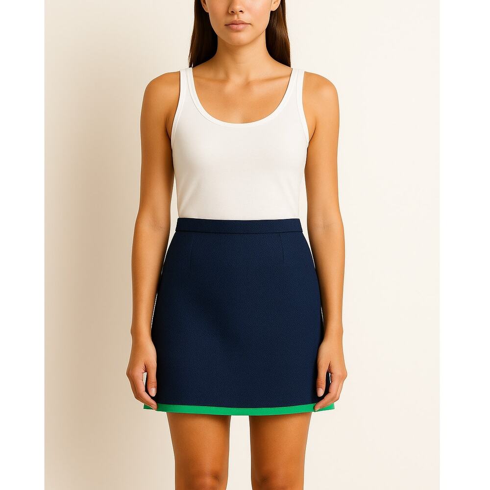 Reimagined by J.Crew Factory Tipped Skirt in Basketweave Navy Green Size 10